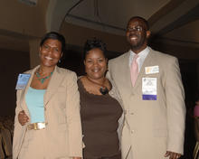 Jackie (left) and former BPEP staff members Faith Harper and John Jackson attend the 2007 Baldrige Awards ceremony.